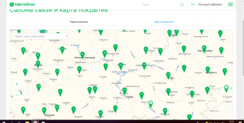 Карта салонов «Мегафон»