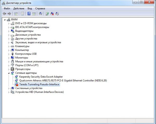Окно настроек «Диспетчера устройств» в ОС Windows