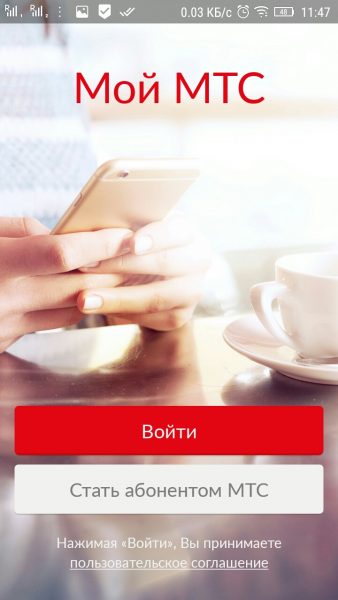 Кнопка «Войти»