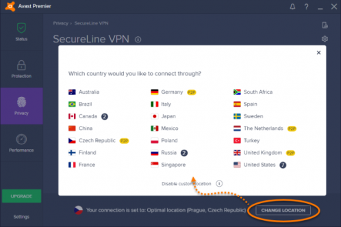 Изменение локации