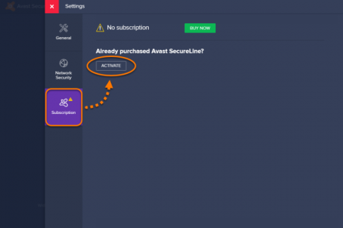 Раздел «Подписка» в Avast