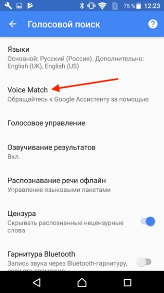 Настройка Voice Match
