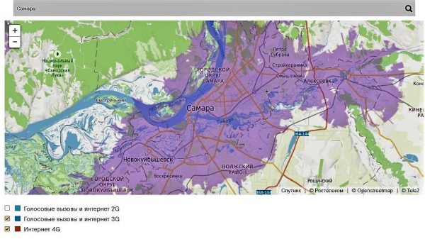 Раздел «Зона покрытия» на сайте «Ростелекома»