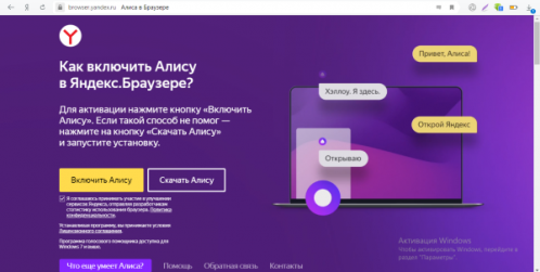 Включение через сайт