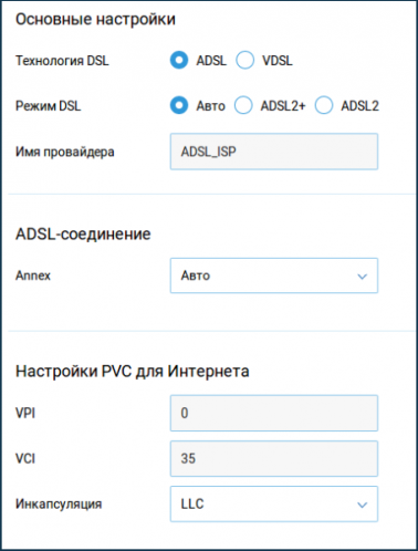Настройка DSL