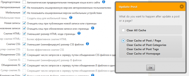 очистка кэша wordpress