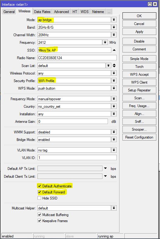 MikroTik WiFi AP Setup