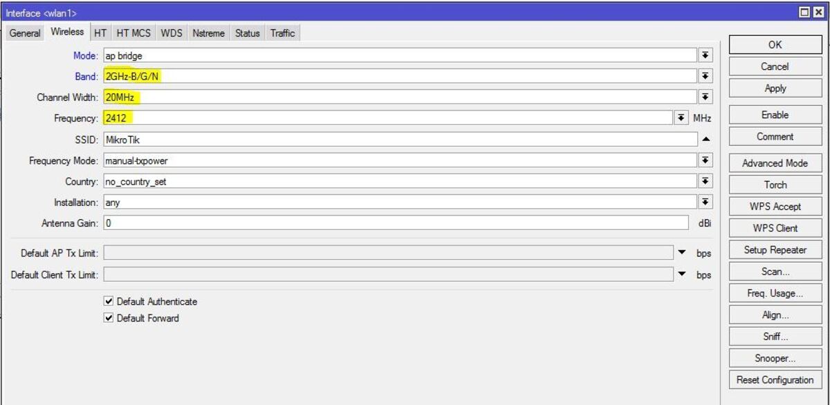 Band Frequency and Channel Width Tuning in MikroTik Wireless Router
