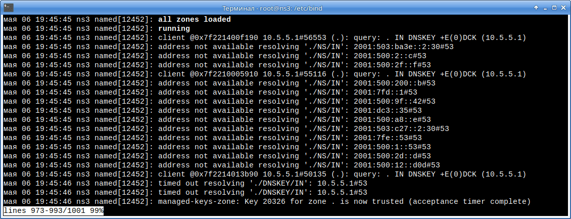 bind9 journalctl