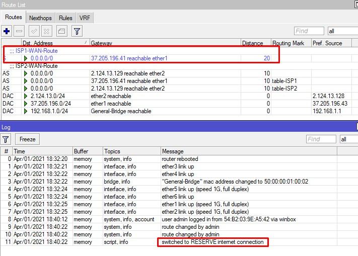 Автопереключение провайдера на Mikrotik