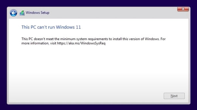 Ошибка несоответствия компьютера системным требованиям