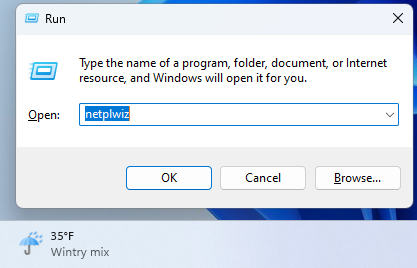 Запустить netplwiz