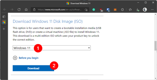Загрузите файл ISO-образа Windows 11