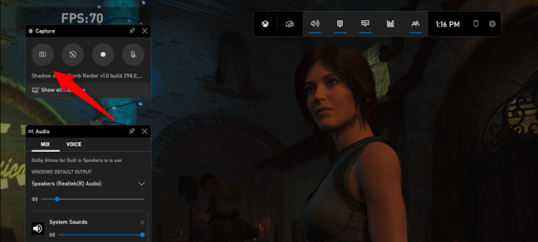 Кнопка Сделать снимок экрана на игровой панели Xbox в Windows 11