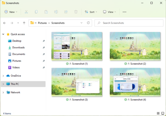 Скриншоты сохраняются Windows в папке «Изображения».