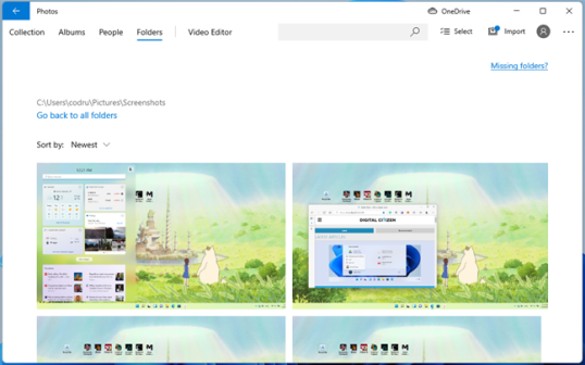Скриншоты, просмотренные в приложении "Фото"