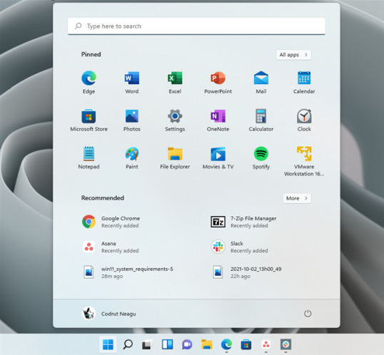 меню пуск windows 11