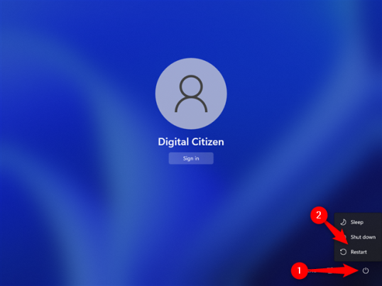 Перезагрузите компьютер с экрана входа в систему.