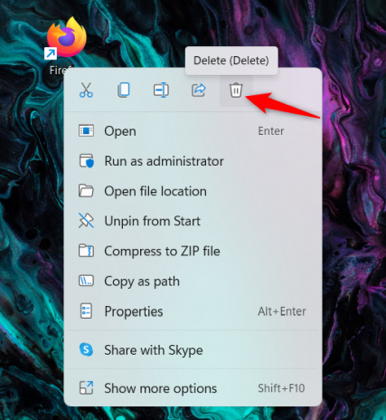 Как убрать ярлыки на рабочем столе из контекстного меню в Windows 11
