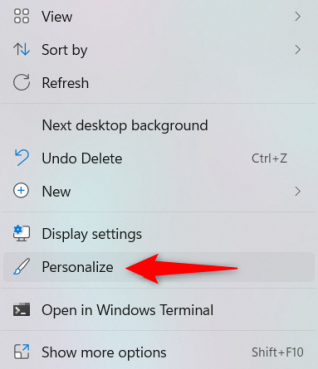 Доступ к персонализации в Windows 11