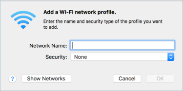 Добавить профиль сети Wi-Fi