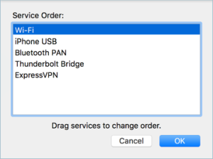 Перетащите, чтобы изменить порядок сети