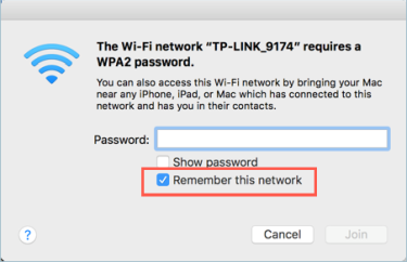 Запоминание сети Wi-Fi на Mac