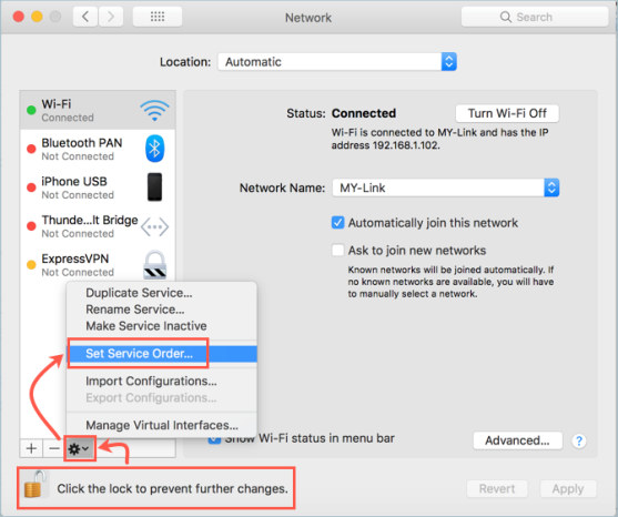 Установить порядок обслуживания сети