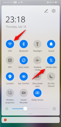 Быстрые настройки Wi-Fi и мобильных данных на Android-смартфоне