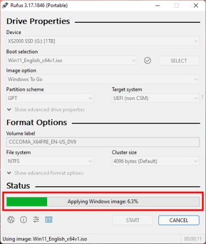 Rufus устанавливает Windows на USB-накопитель (Windows To Go)