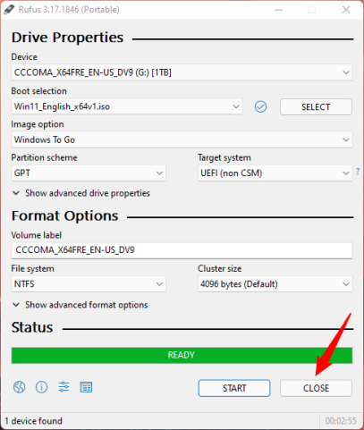 Диск Windows To Go готов