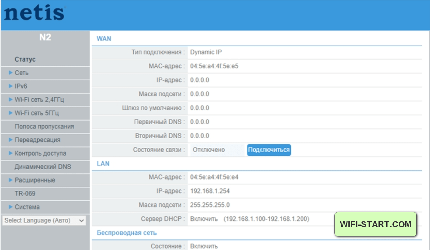 192.168.1.254 настройка роутера