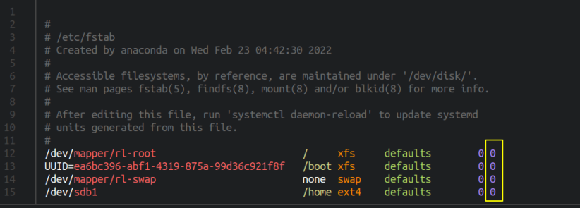 Передать столбец в fstab