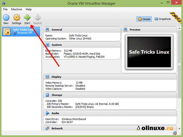 виртуальная машина создала linux virtualbox