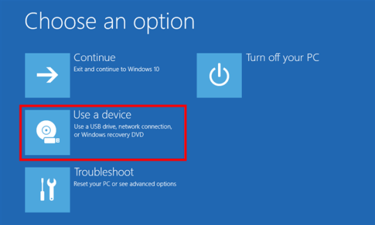 Выбор использования устройства для запуска ПК