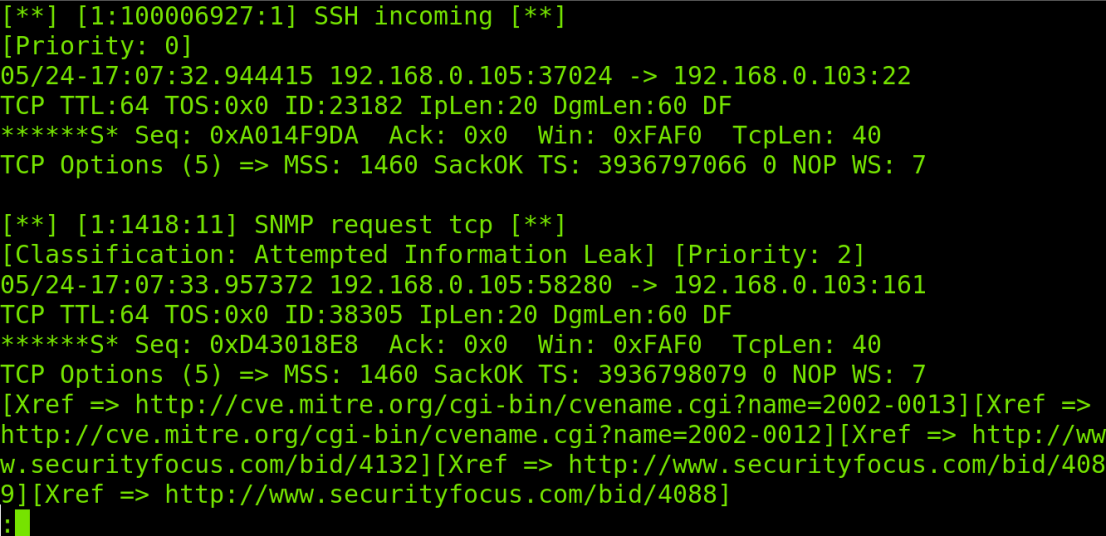 Оповещения в Snort в Linux