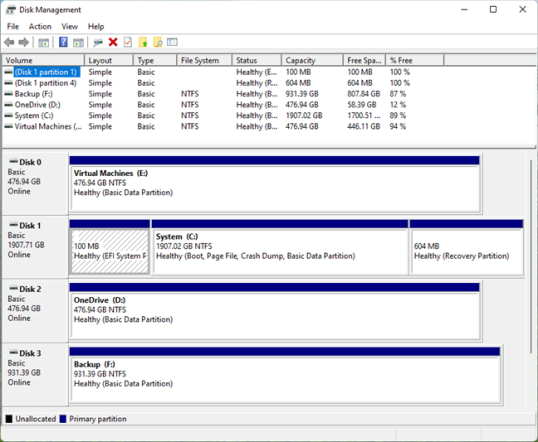 Инструмент управления дисками из Windows