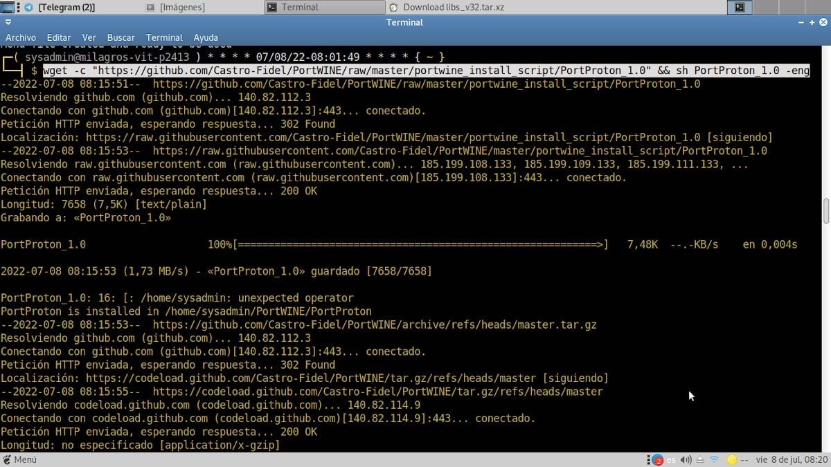 PortWINE: Скриншот установки и использования - 1