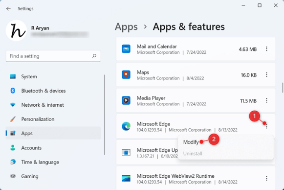 Изменить Microsoft Edge