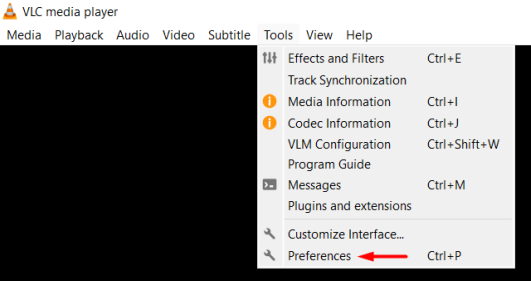Настройки инструментов VLC