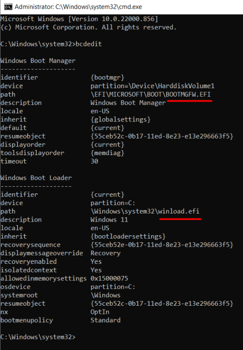 bcdedit, чтобы найти UEFI или BIOS