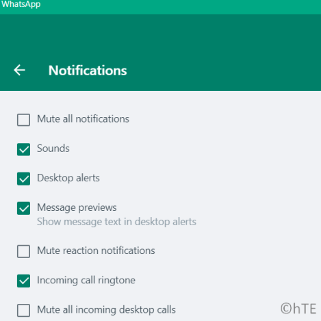 отключить уведомления в WhatsApp Windows 11