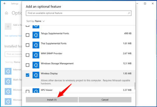 Установка дополнительных функций в Windows 10