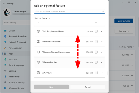 Просмотрите список доступных дополнительных функций