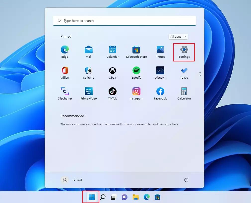 обновлены настройки меню «Пуск» Windows 11