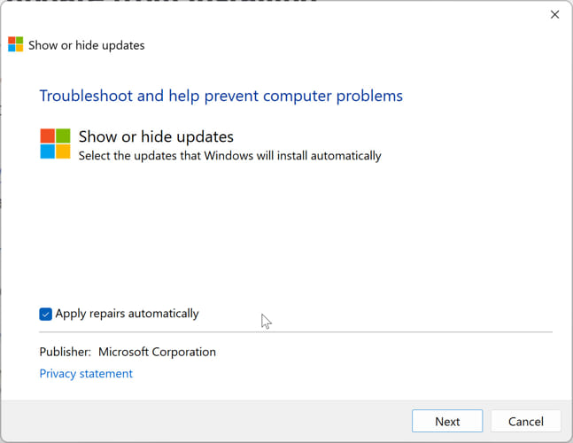 Показать или скрыть обновления
