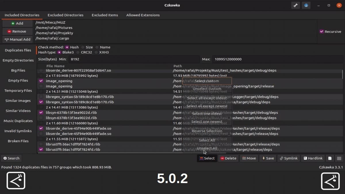 Что нового в Czkawka 5.0.2