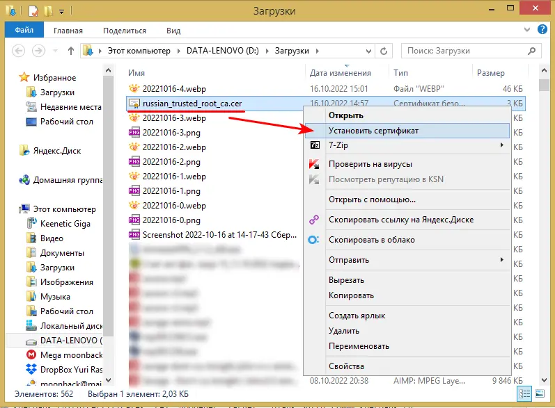 Как установить сертификаты Минцифры России в Windows