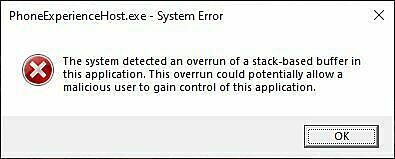 Сообщение об ошибке системы