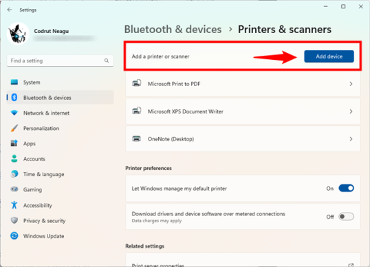 Добавьте принтер или сканер на компьютер с Windows 11